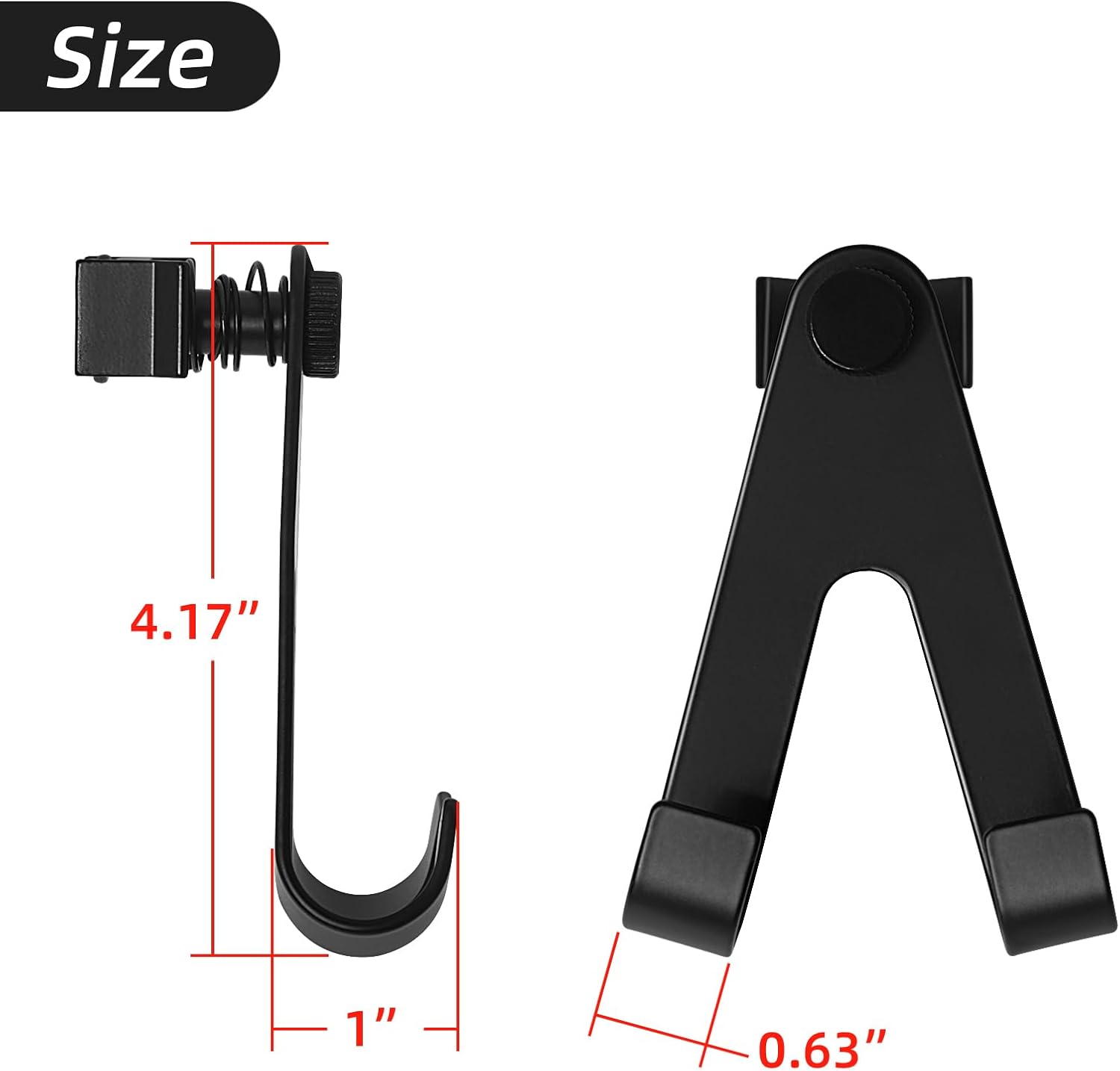 L-Track Single Stud Fitting with Spring Loaded Adjustable Hook for L-Track Rails in Truck, Camper Van, Trailer - Pack of 4, Black