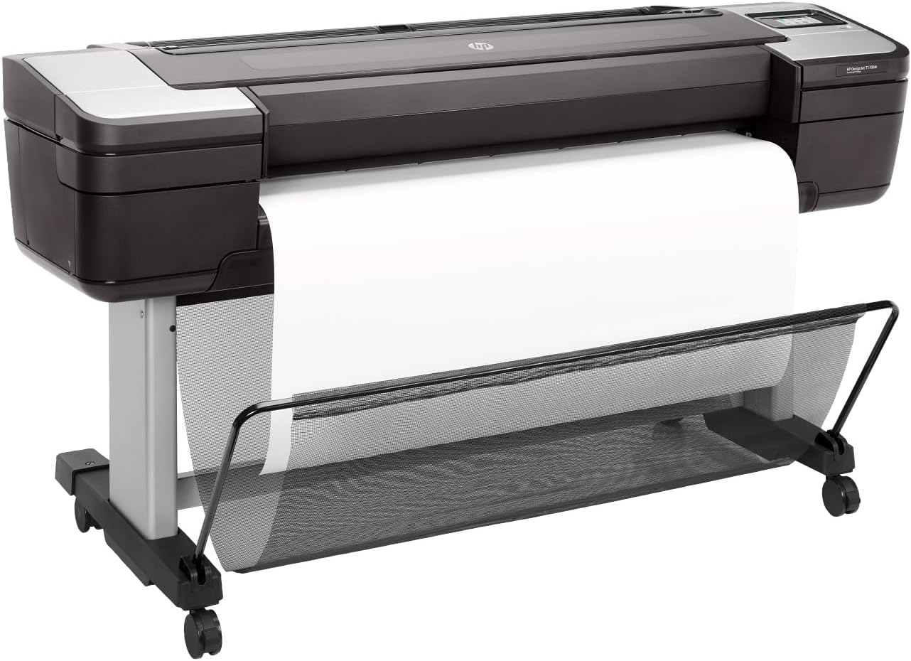 HP DesignJet T1700dr 44" Postscript Large Format Printer, Dual Roll Wide Format Plotter for CAD, GIS, Maps & Technical Drawings, High-Speed Color Output (Renewed)