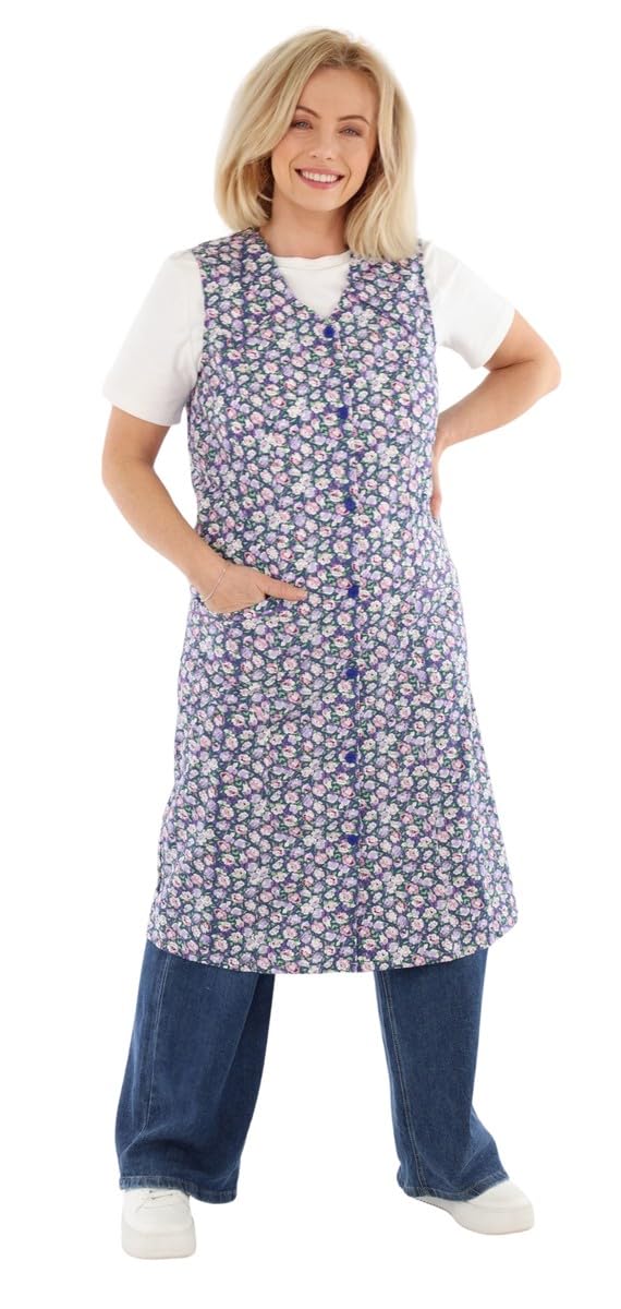 Delantal para mujer sin brazos, delantal de cocina para mujer, delantal para el hogar, bata para mujer, multicolor, en 100% algodón