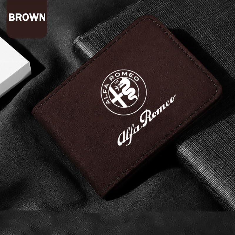 Leather Car Document Holder for Alfa Romeo Giulietta, Blocking ID Card Organizer, Driver License Wallet, Driver License Holder Leather, Auto Card Wallet, Car Accessories,Brown2