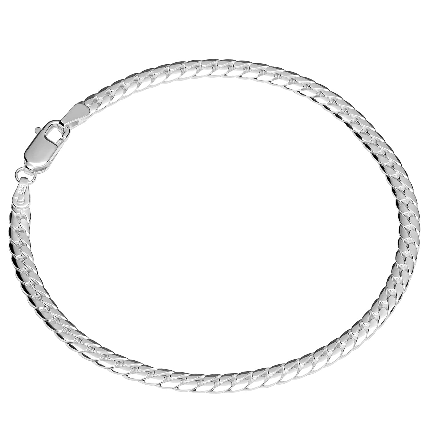 NKlaus Bracciale Argento 925 19cm Con Catena A Cordolo Piatta E Attorcigliata Da Donna 737142