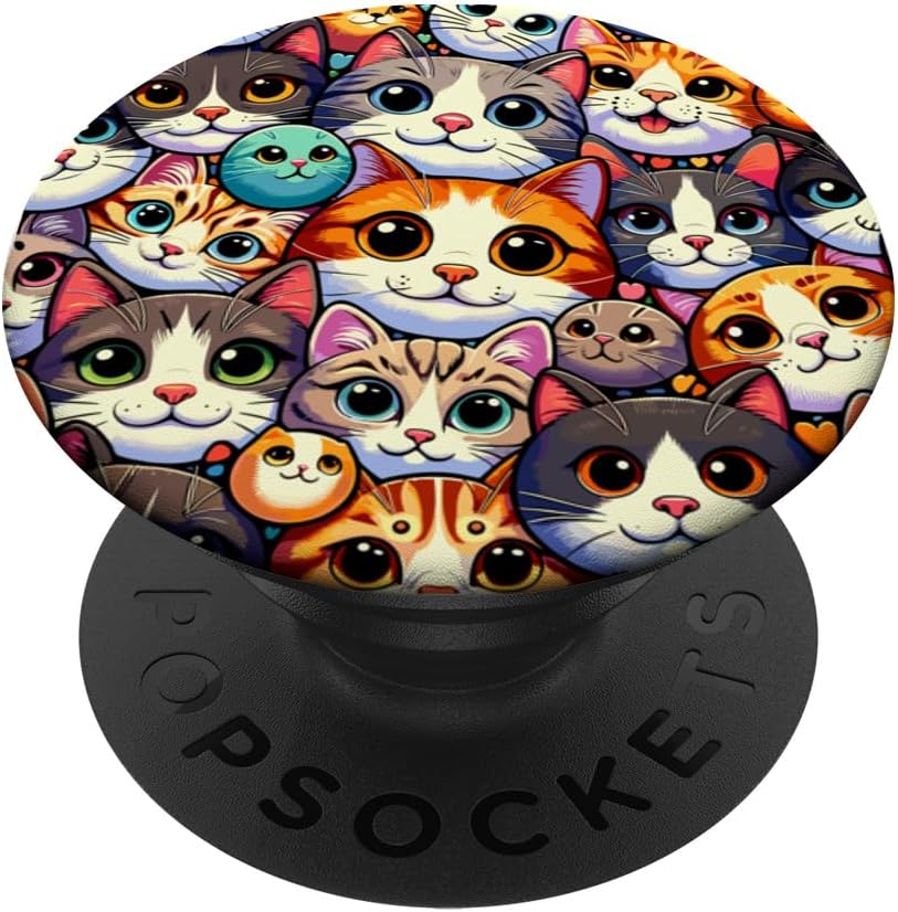Feline Cat Expressions Pattern PopSockets PopWallet for MagSafe