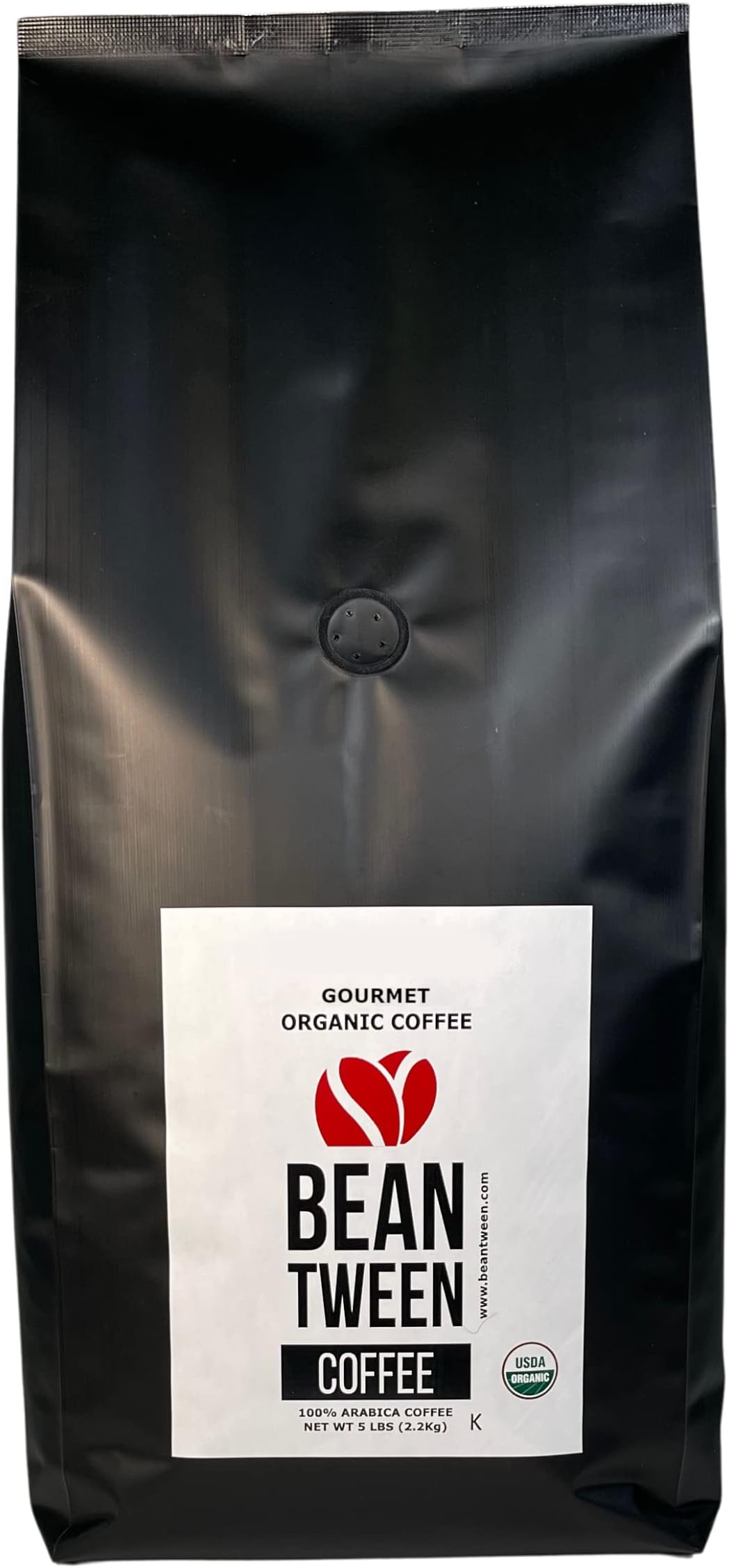 Beantween Coffee: Premium Organic MEDIUM ROAST Whole Bean (5 lb) of 100% Arabica Coffee – Low Acid, MOLD-FREE, Certified Organic, Kosher, Single Origin, Woman-owned