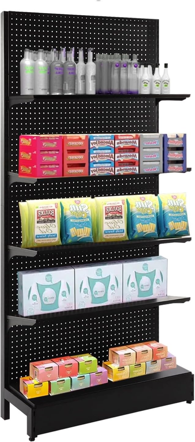 Eastern Tree 4 Packs Gondola Shelves 35 1/4”L x 11 1/2”W for Industrial Grade Black Pegboard Display Stand, 4 Shelves Fit to 3x6.5 Feet Gondola Units with 8 Supply Arms