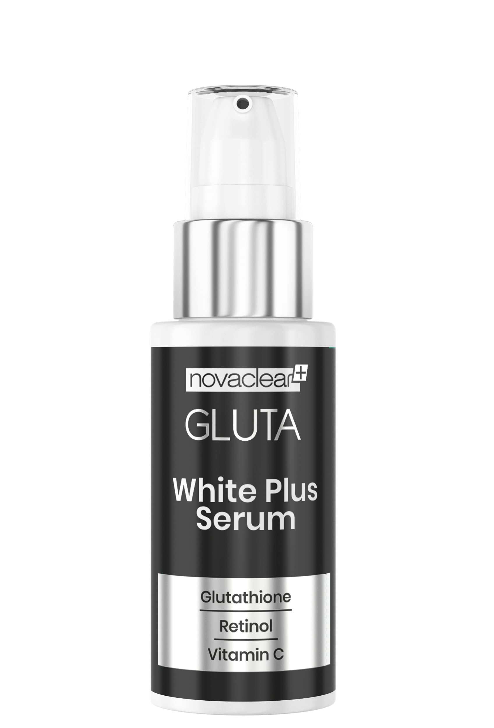 Novaclear Gluta White Plus Serum with Glutathione, Retinol and Vitamin C, for Skin Brightening/Reduce Wrinkle/Flawless Skin/Daily Care/Soft Skin/Natural Glow strong skin lightening properties.