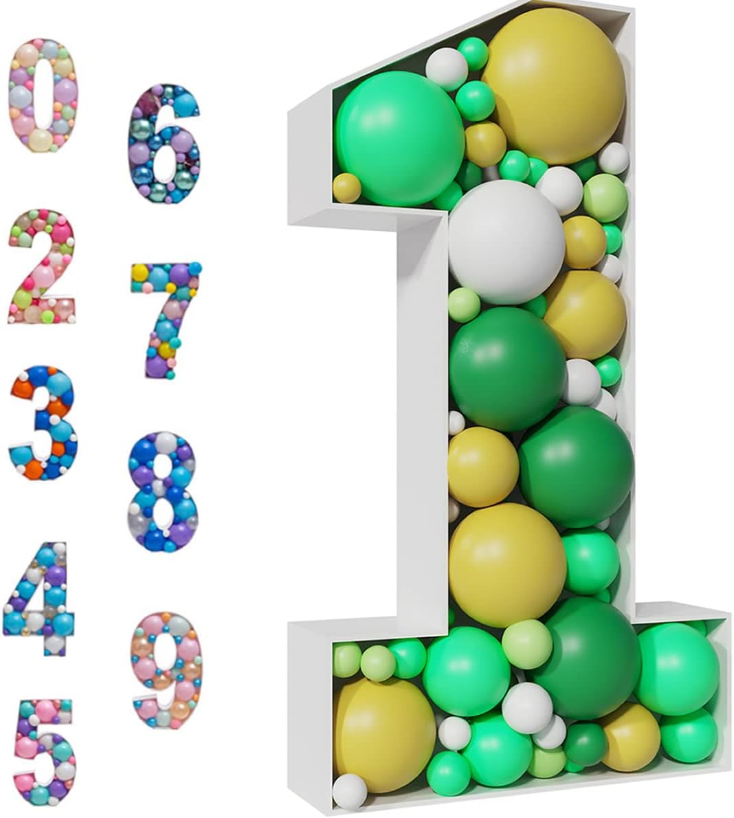 Mosaic Balloon Frame Light Up Marquee Pre-Cut Kit Number 1 Cut-out Extra Large Foam Board First Birthday Backdrop 1st Birthday Boy Girl Party Anniversary Decorations