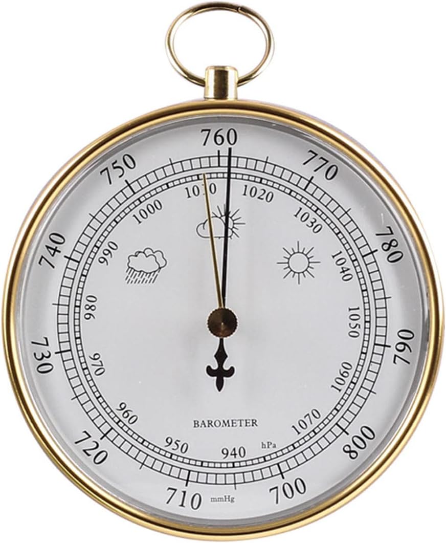 Weather Barometer, Barometers for The Home, Fishing Barometer, Barometer Indoor, Barometric Pressure Gauge, Garden Barometer Outdoor, Analog Barometer Weather Station Instruments(Gold)