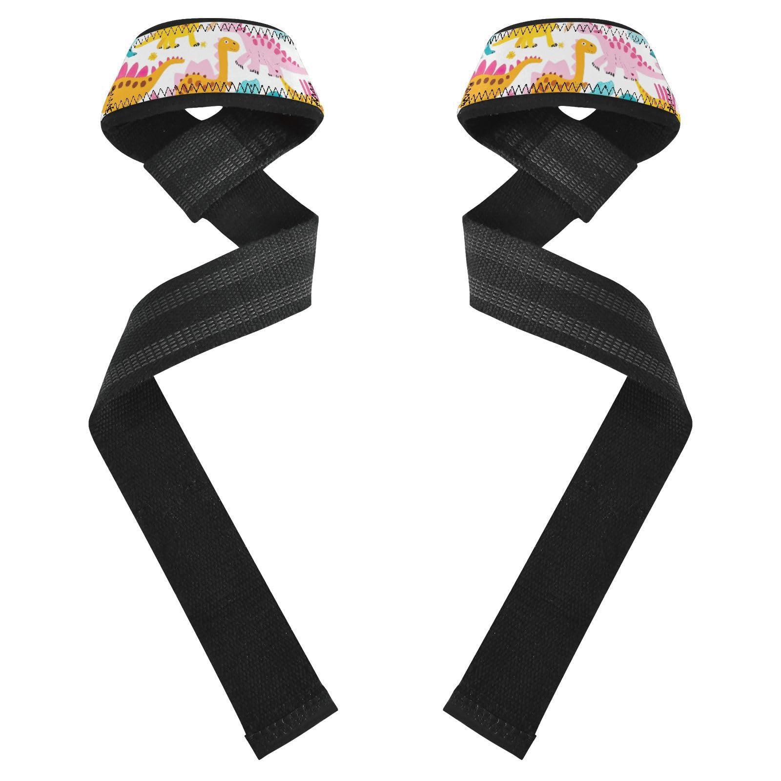 Nander Cute Cartoon Dinosaur Wrist Straps for Weightlifting,Lifting Straps with Neoprene Cushioned Wrist Padded and Anti-Skid Silicone for Strength Training,Bodybuilding,Deadlifting
