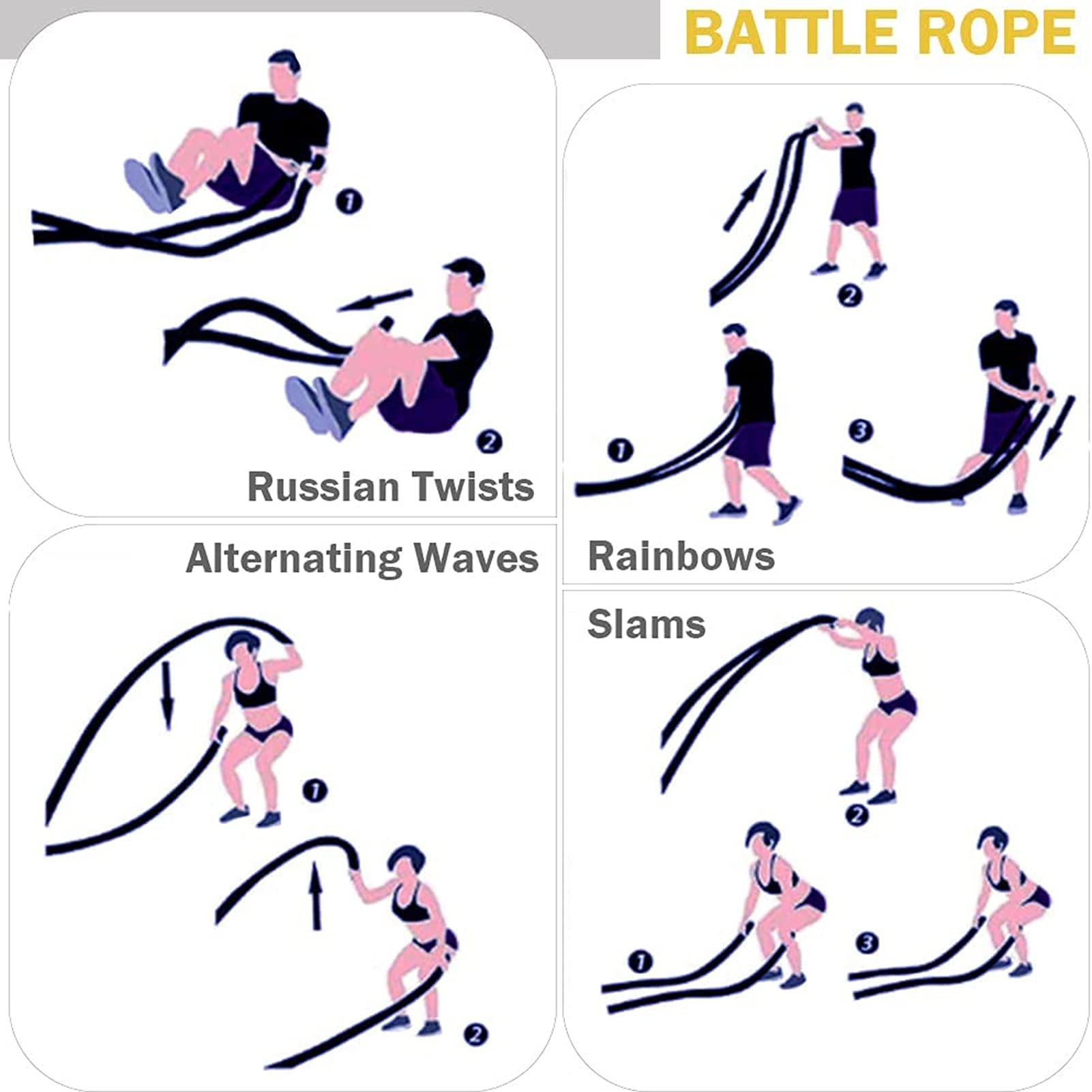 battle rope Corda da Addestramento Battle Ropes Ø25mm, Attrezzatura per Funi Sportive Pesanti In Poly Dacron per La Ginnastica Domestica per La Costruzione Muscolare di Strength Fitness Studio, Verde