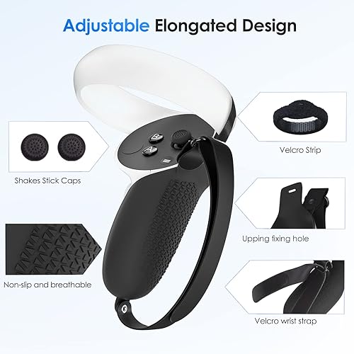 Miniatura 3 de YRXVW Controller Grips Cover for Oculus Quest 2, Silicone Hand Grips Unibody Design with Adjustable Knuckle Strap Accessories Compatible with Quest