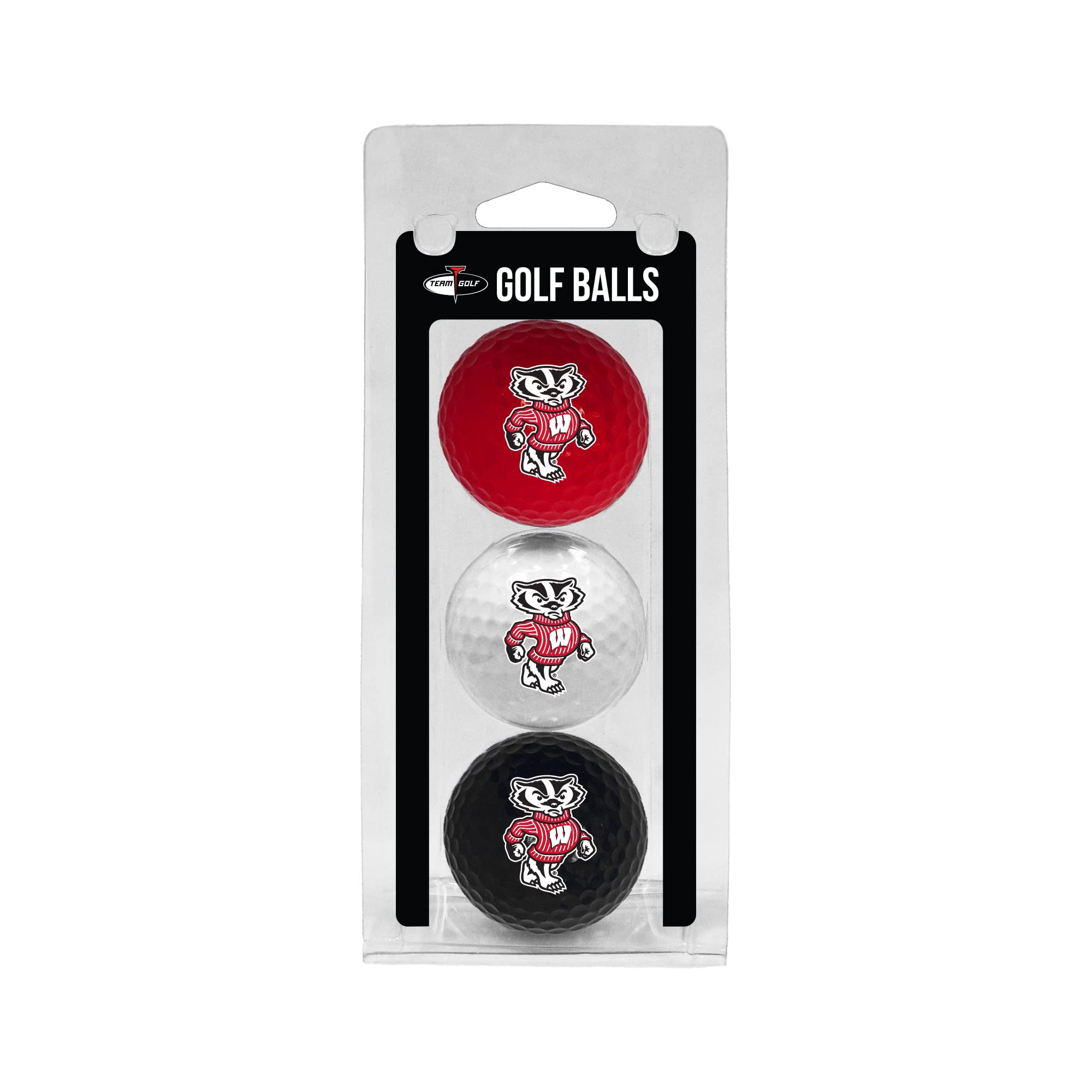 Team Golf NCAA Wisconsin Badgers 3 Golf Ball Pack Regulation Size Golf Balls, 3 Pack, Full Color Durable Team Imprint — image 1