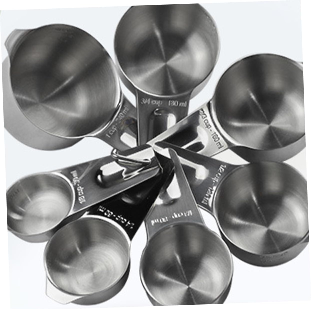 Unomor 7pcs Stainless Steel Measuring Cups Baking Cooking Tool Scale Nesting Heat Resistant Rustless for Kitchen