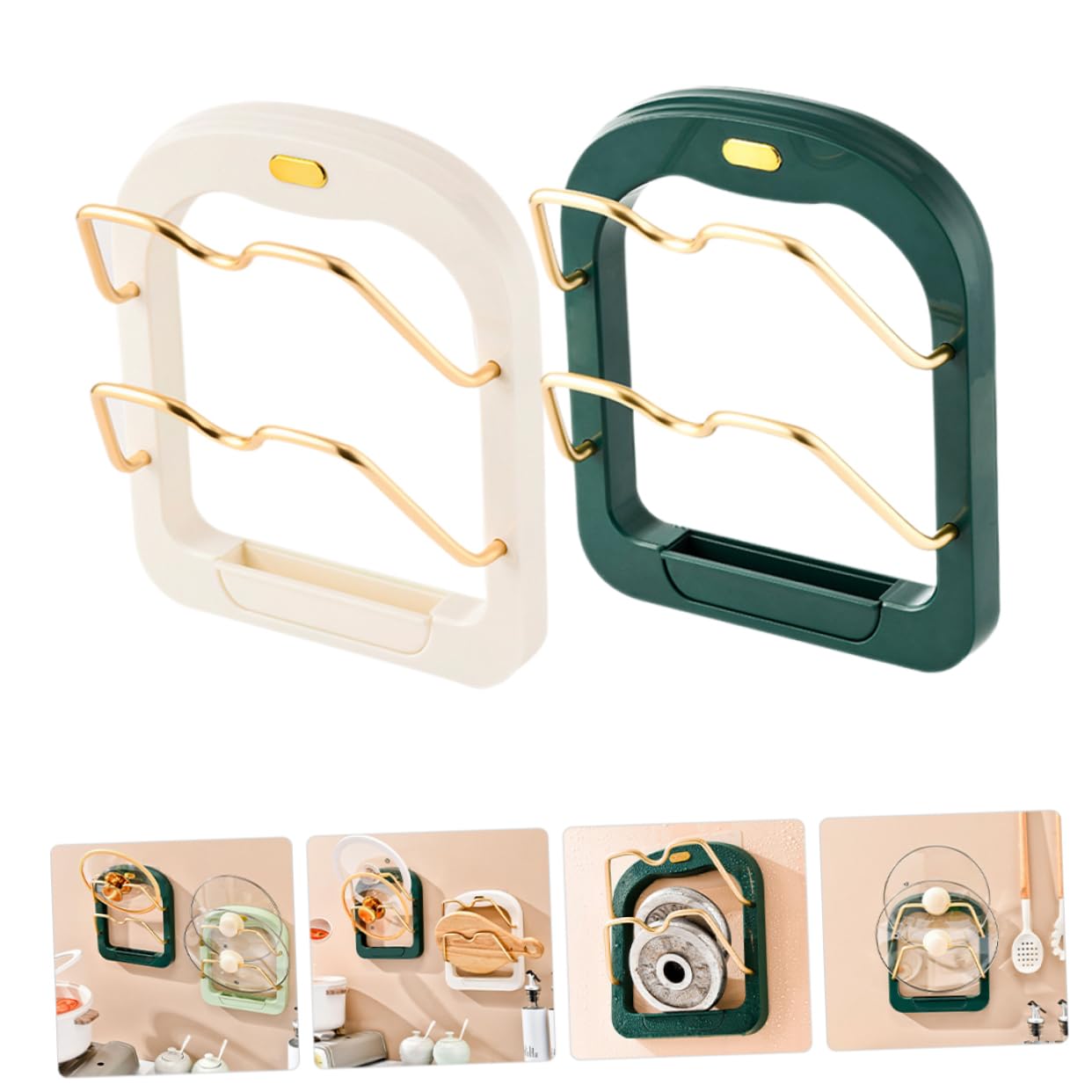 Zerodeko Wandmontierter Topfdeckelhalter 2 Stück aus Edelstahl und Abs