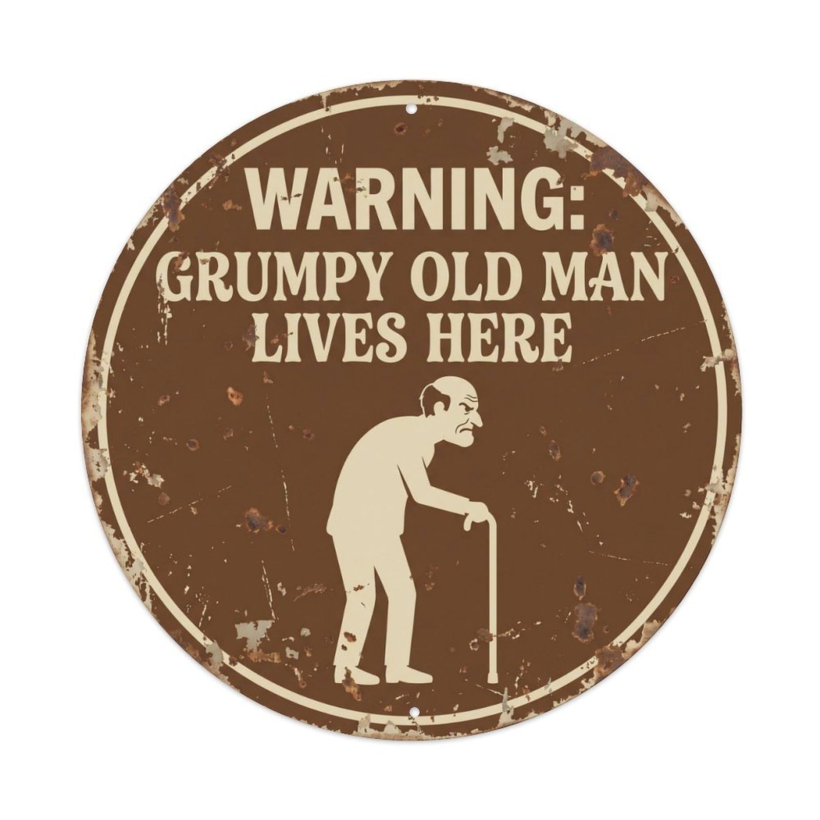 Vintage Funny Warning Grumpy Old Man Warning Metal Tin Sign