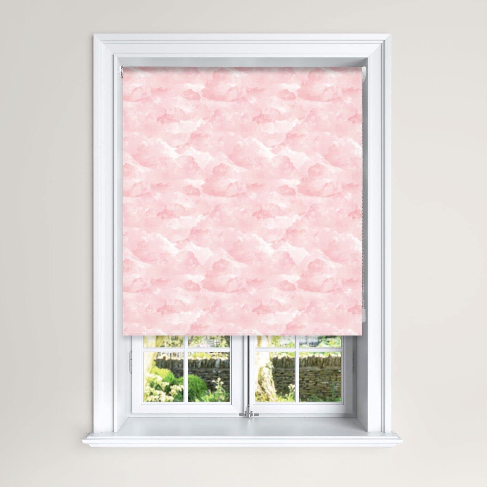 Lister Cartwright Kids Blackout Roller Blinds Clouds Windows Child Safety (Pink, 180 cm Width x 140 cm Drop)