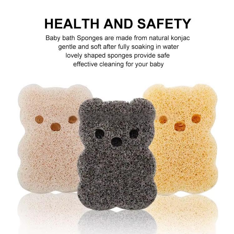 Image of Baby Sponge for Bathing, Konjac Natural Organic Bath Sponge for Infants, Plant-Based, 3-Pack Bear Shape