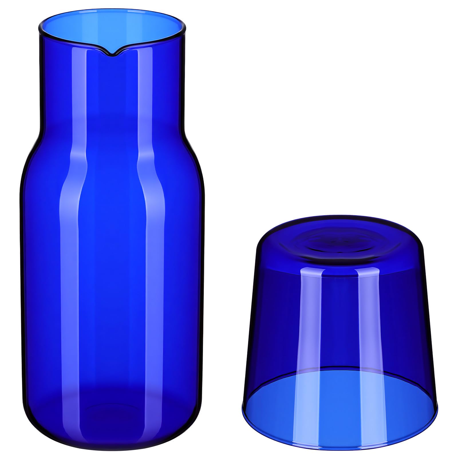 Juego de tazas y botella azul de vidrio borosilicato resistente al calor para hotel
