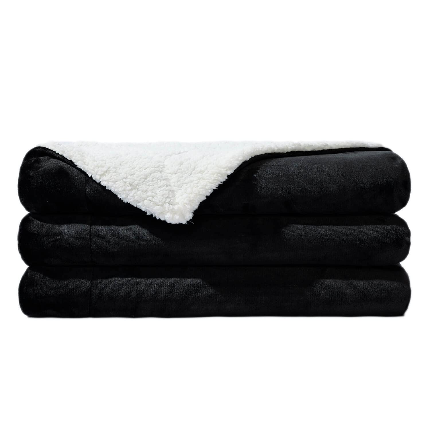 NANPIPER Manta Sherpa de forro polar Queen, suave y cálida, microfibra difusa, color negro, 90 x 90 pulgadas