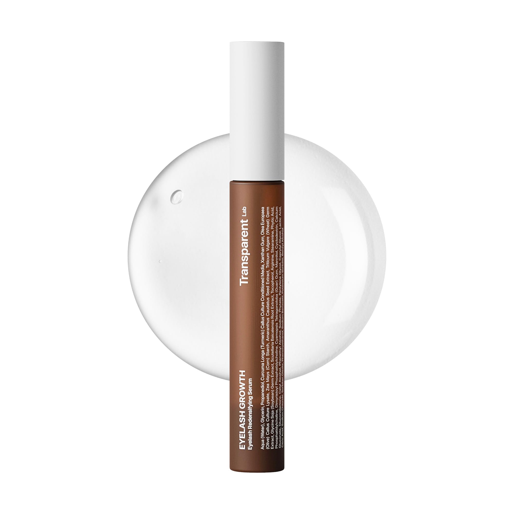 Transparent Lab Eyelash Growth 8 ml - Siero per la crescita di ciglia e sopracciglia senza ormoni - Con peptidi e cellule staminali - Ciglia più lunghe, folte e forti in 8 settimane