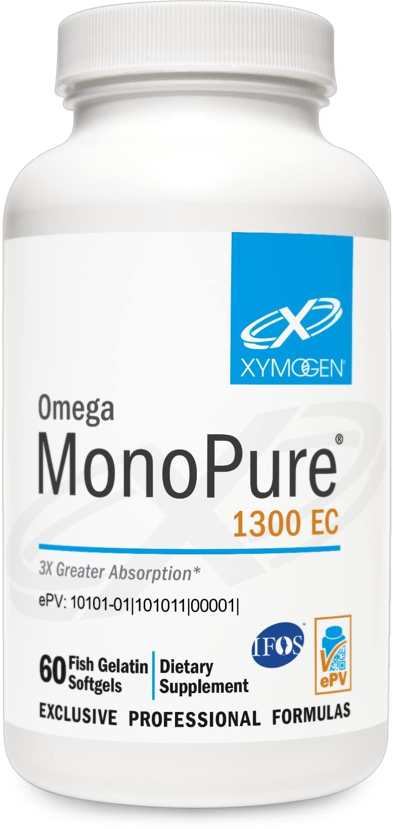 XYMOGEN Omega MonoPure 1300 EC - Fish Oil with 3X Greater Absorption - DHA EPA Omega 3 Supplement for Heart Health + Cognitive Support (60 Softgels)