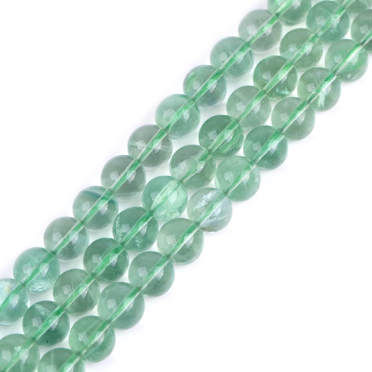 Gem-Inside Natural 10mm Green Fluorite Stone Round Gemstone Semi Precious Loose Beads for Jewellery Making 15" Beaded Strand DIY Handmade Craft Supplies (38pcs/Strand)