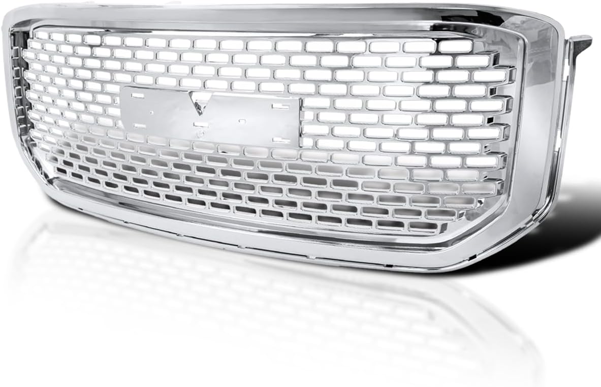 Spec-D Tuning Denali Style Chrome Front Hood Grille Compatible with 2015-2020 GMC Yukon/Yukon XL