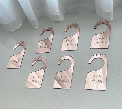 Vista 2 de Baby Closet Dividers,Set of 7 Acrylic Mirror Baby Clothes Organizers for Wardrobe Closet Home Nursery from Newborn to 24 Months