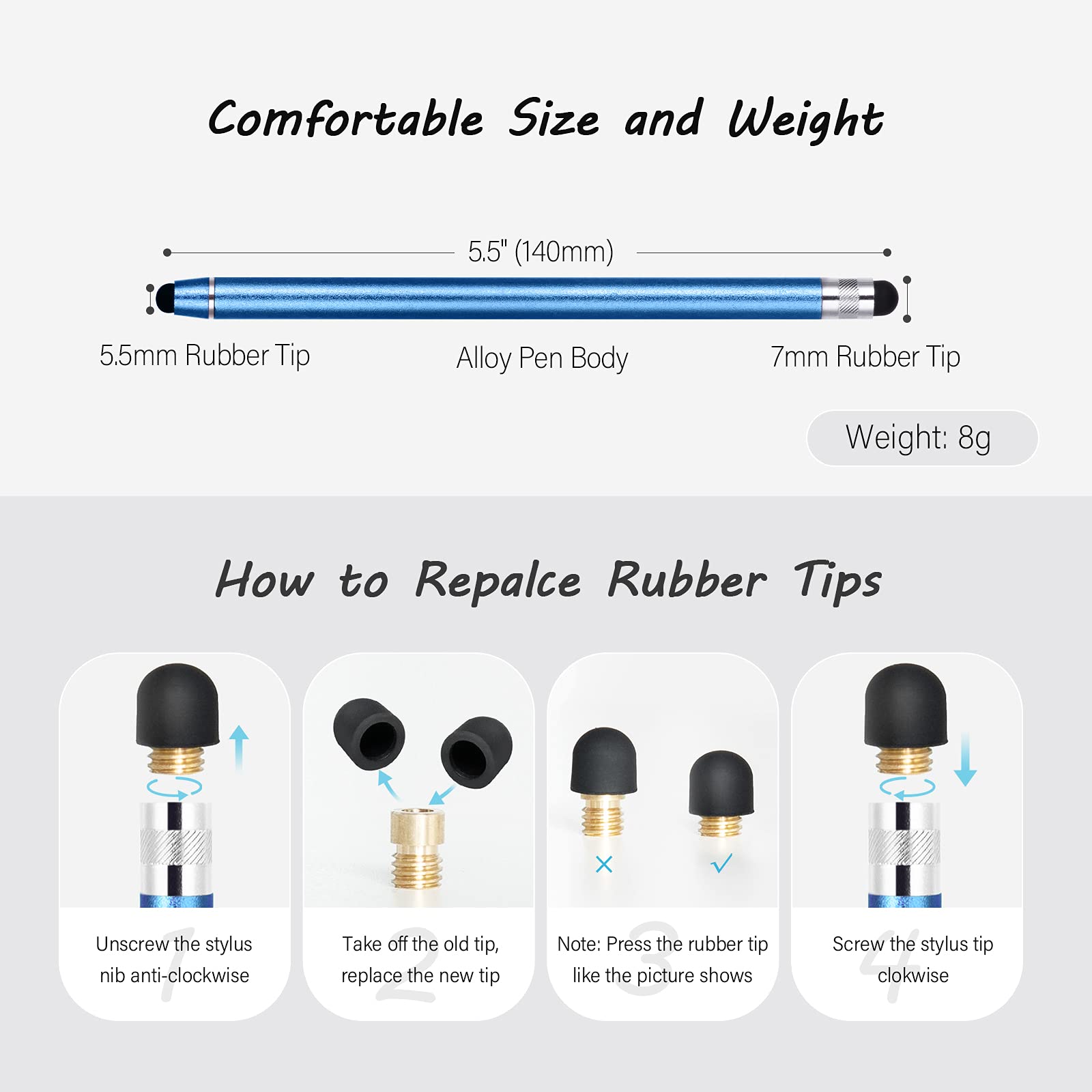 Abiarst - Lápiz capacitivo para pantallas táctiles, lápiz capacitivo de alta precisión para iPad, iPhone, tabletas, Samsung Galaxy y todos los dispositivos de pantalla táctil universales