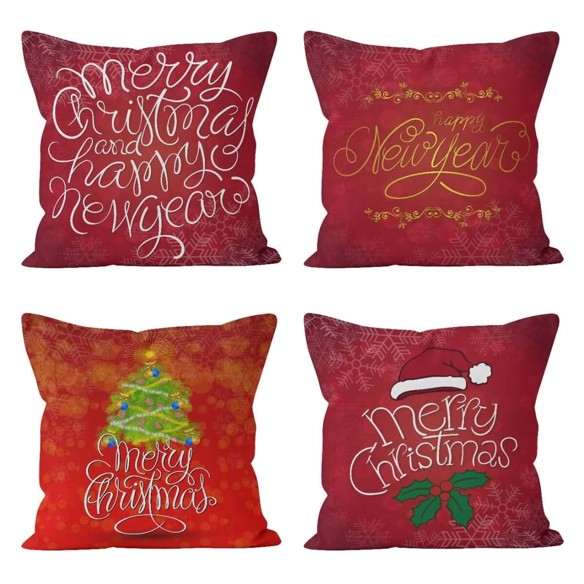 Taie d'oreiller personnalisable Noël et housse coussin lin 50x50 pour sol