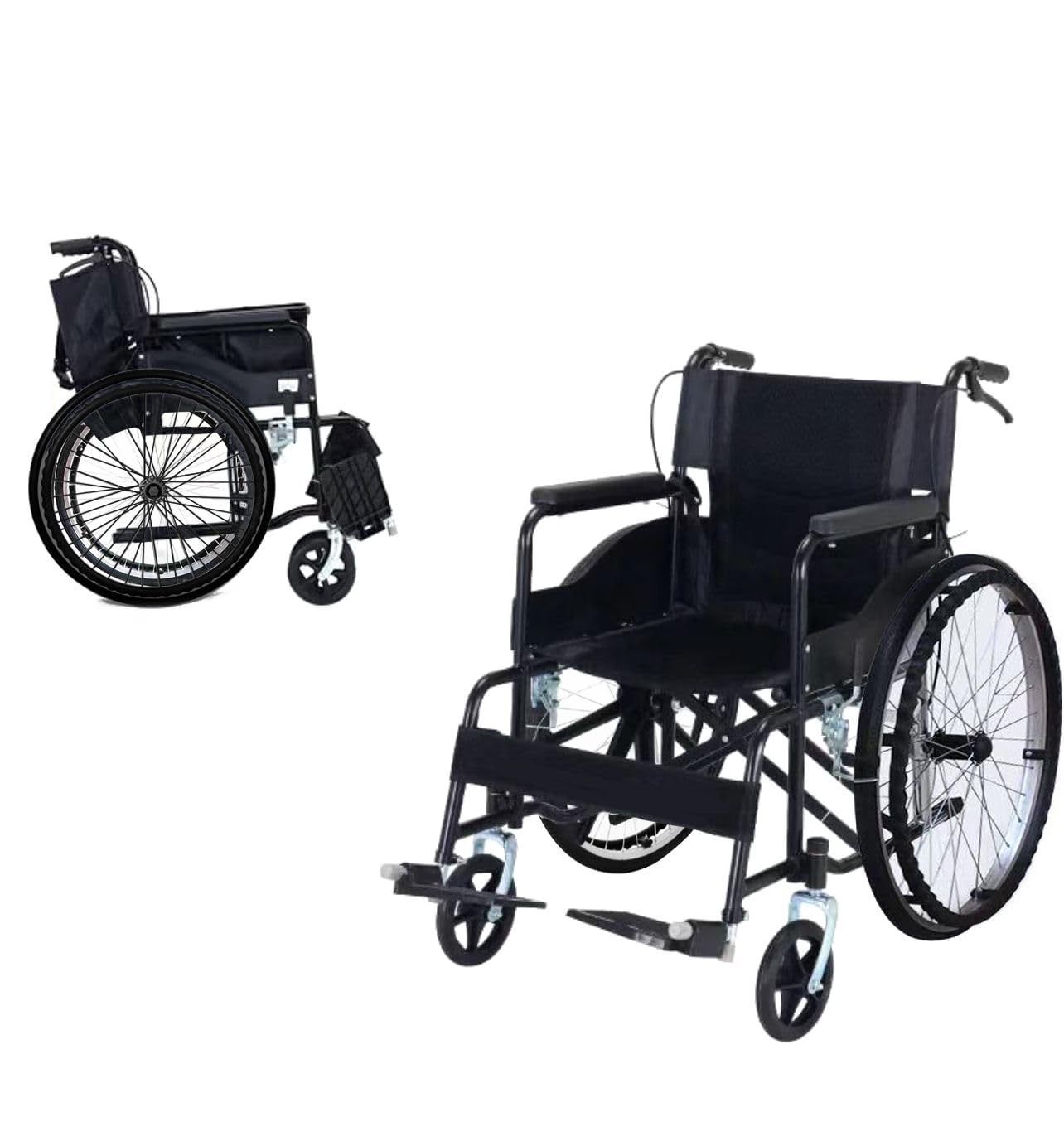 Foldable Wheelchair Lightweight 14 KG Folding Self Propelled Wheelchair Mobility Chair Foldable Footrest Double Break