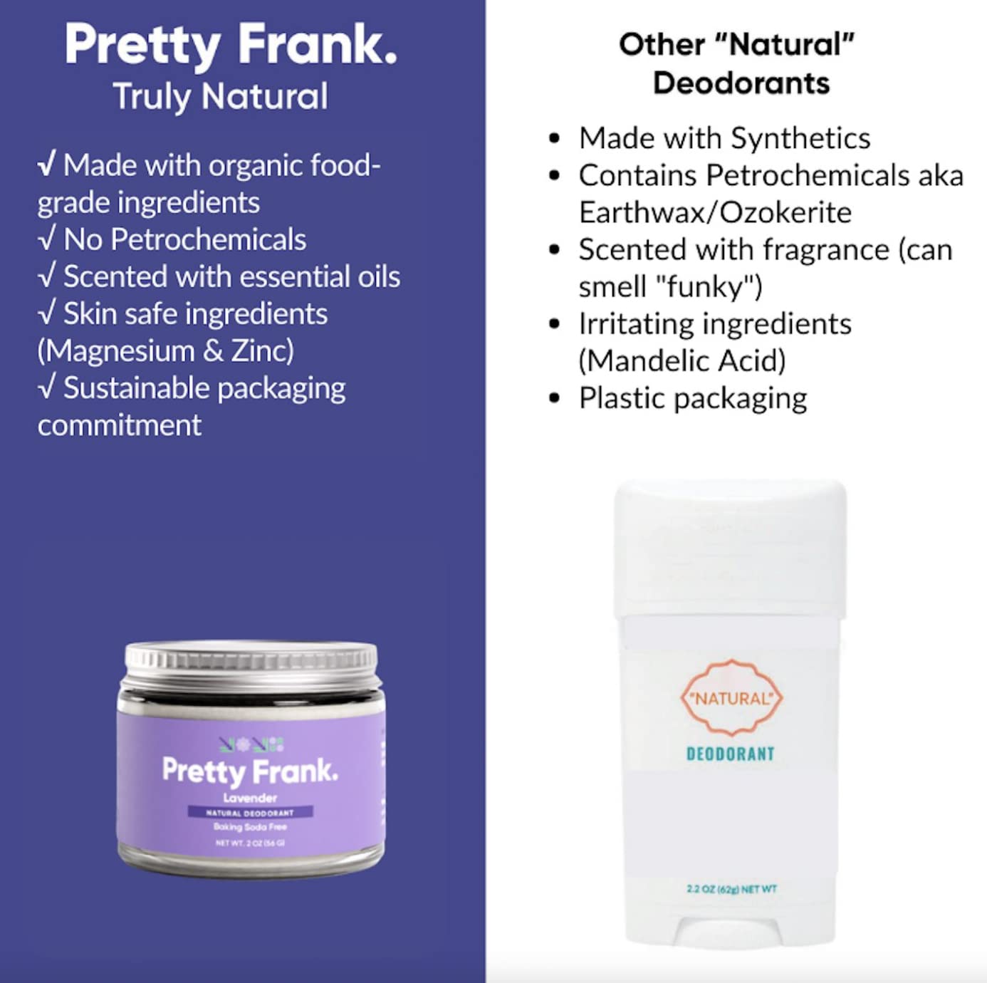 Pretty Frank Natural Deodorant Jar – Baking Soda-Free, Natural Deodorant for Women, Men & Teens in a Jar, Aluminum-Free, Made with Organic, Safe, and Effective Ingredients (Jasmine, 2pk)