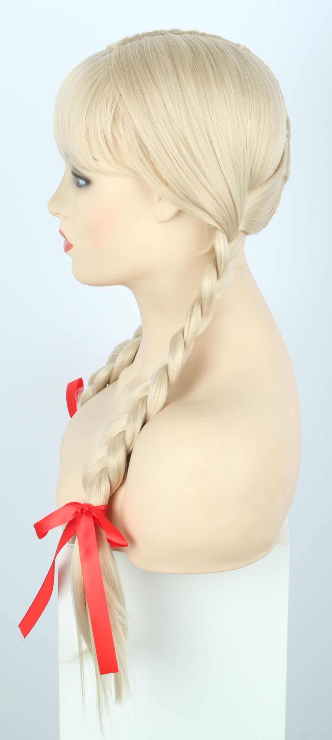 Topcosplay Blonde Braids Wig With Bangs Adult Beer Girl Wig Fancy Dress Halloween Costume (Blonde wig with bangs) - Image 3