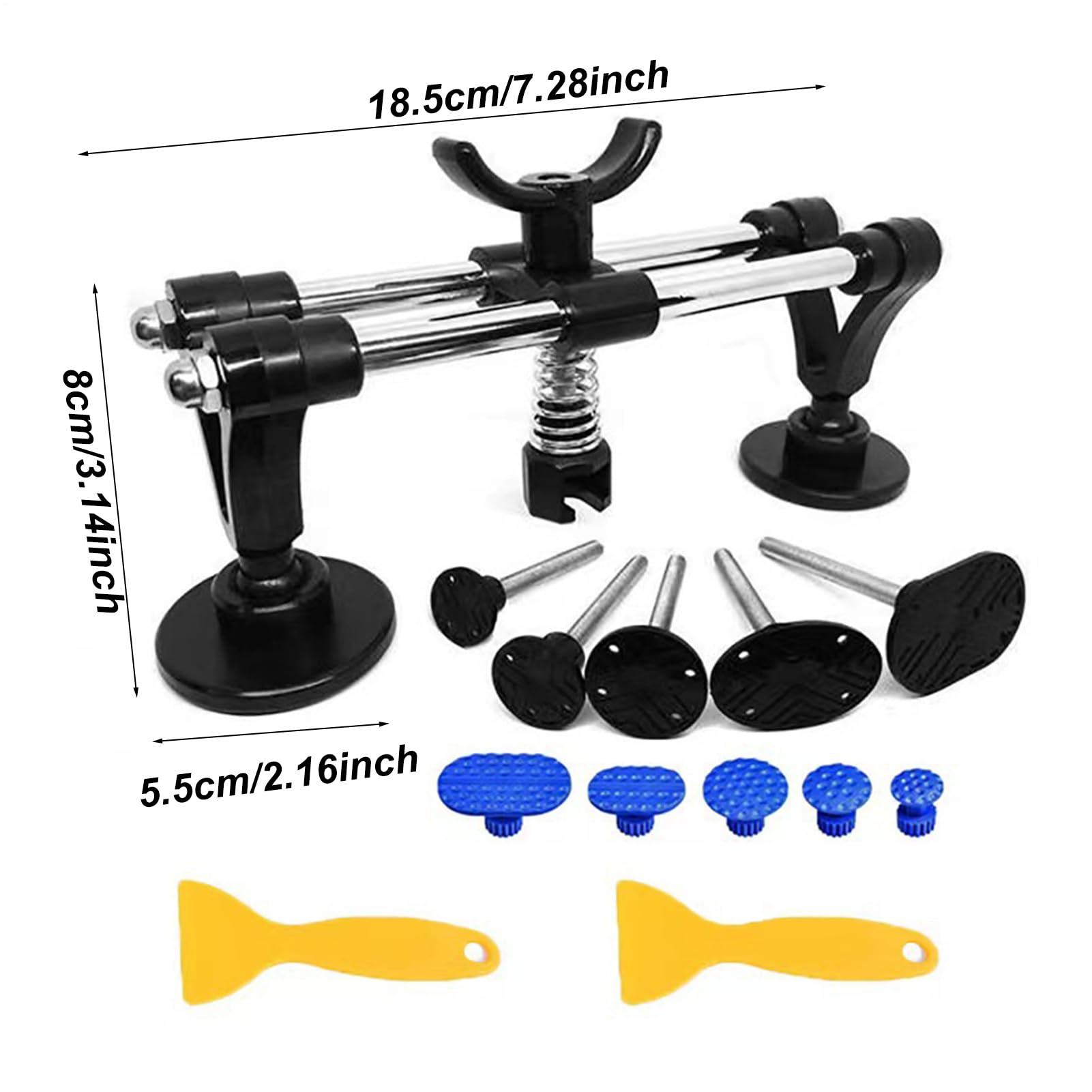 Kit per la rimozione di ammaccature, kit estrattore per ammaccature per carrozzeria - Kit estrattore per ponte - Estrattore di ammaccature in acciaio con doppio polo, Estrattore di ammaccature multifu