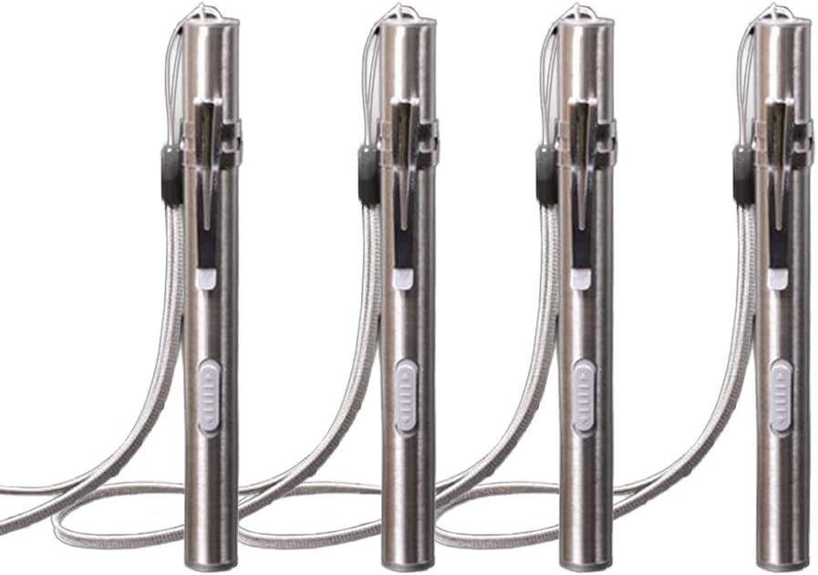 4 Pack Pen Light Flashlight with USB Cable, Rechargeable LED Pocket Pen Flashlights with Clip for Camping, Work Repair