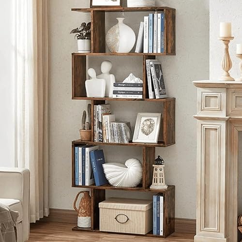 Miniatura 8 de VASAGLE Bookcase, 5-Tier Bookshelf, Display Shelf and Room Divider, Freestanding Decorative Storage Shelving, Rustic Brown ULBC62BX, 27.6”L x 9.4”W