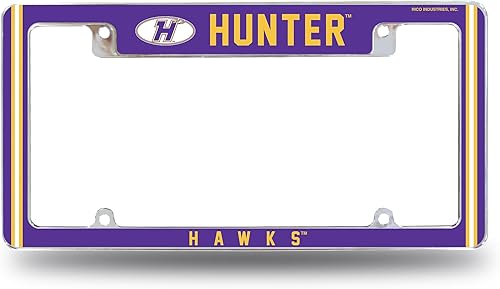 Miniatura 120 de Rico Industries Marco de matrícula estándar de la NCAA de 12 x 6 pulgadas, cromado para automóvil, camión, SUV (G-H-I-J-K escuelas)