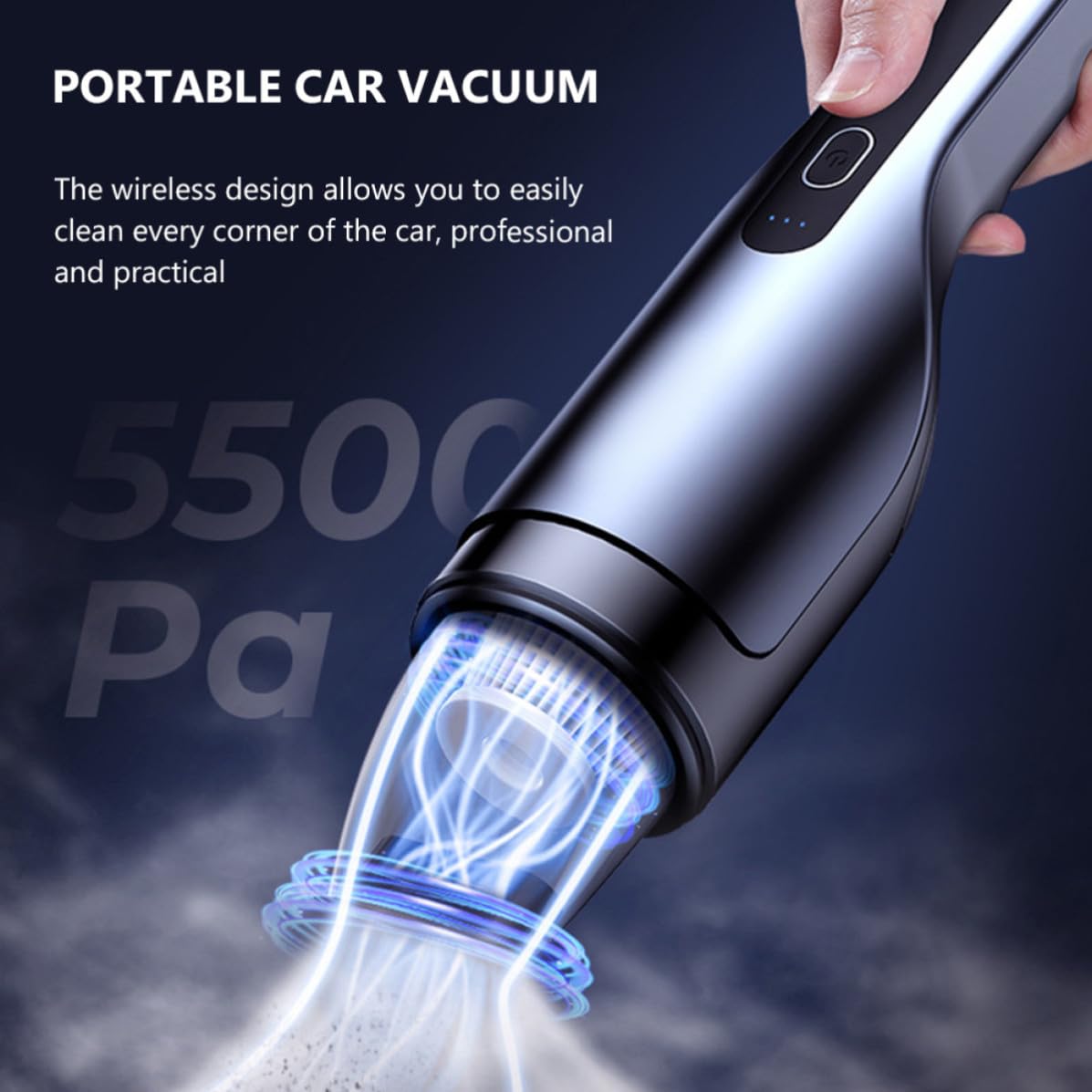 Ipetboom Aspirapolvere Portatile Aspirazione Potente per Auto senza Fili Batteria 2000mah, Ricaricabile USB, Compatto in Abs e Leggera per Casa e Veicolo