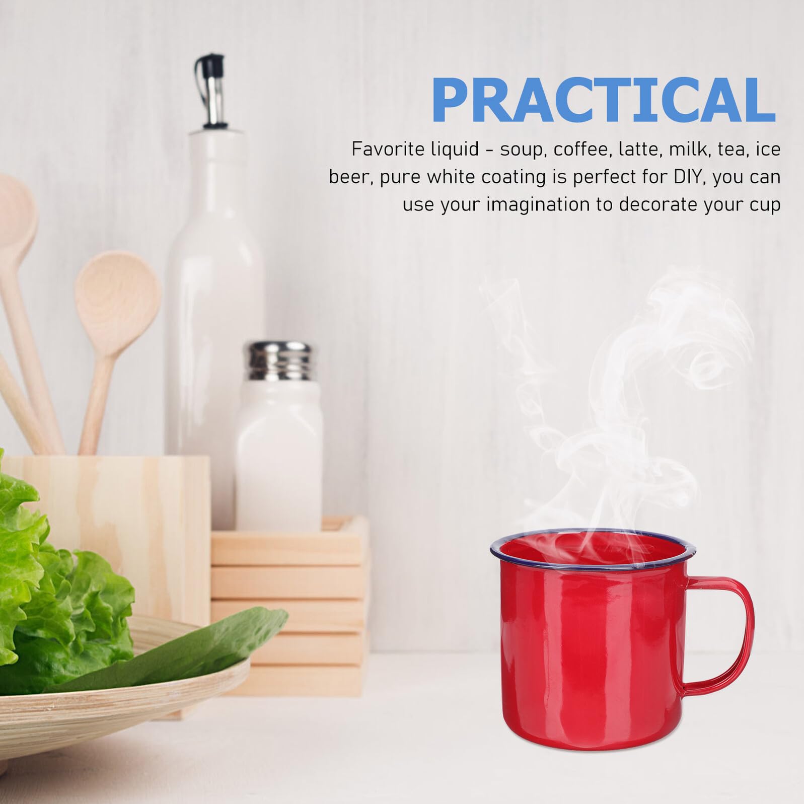 Cabilock 4 Stck Vintage Emaille Becher Retro Trinkbecher mit Henkel Robuster Kaffeetasse für Zuhause Büro Camping und Outdoor Multifunktionaler Kreativbecher für Kaffee Tee und Getränke