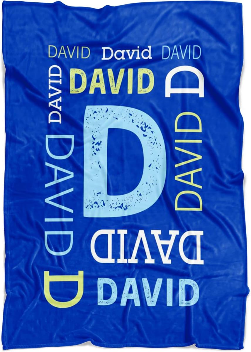 Personalized Name Blanket for Baby Boy Girl Kids and Adults. Custom Name Blanket from Your Name. Repeating Name Customized Fleece Throw. Gift for Birthday, New Dad Mom (Fleece Baby 30"x40", Blue)