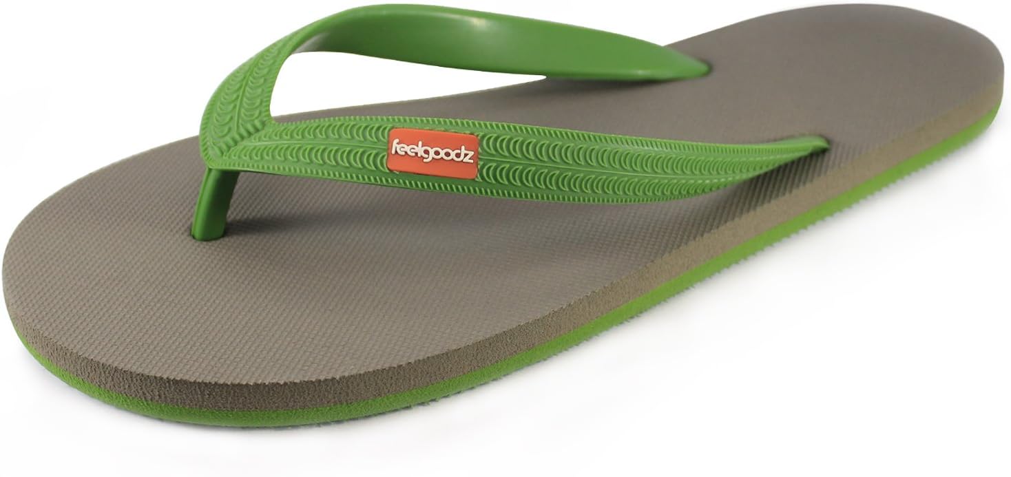 Feelgoodz Men's Classicz Natural Rubber Flip Flops - Incredibly Comfortable Highly Durable Premium Natural Rubber Sole Strap - Environmentally Friendly Dyes Materials (9, Bonsai)