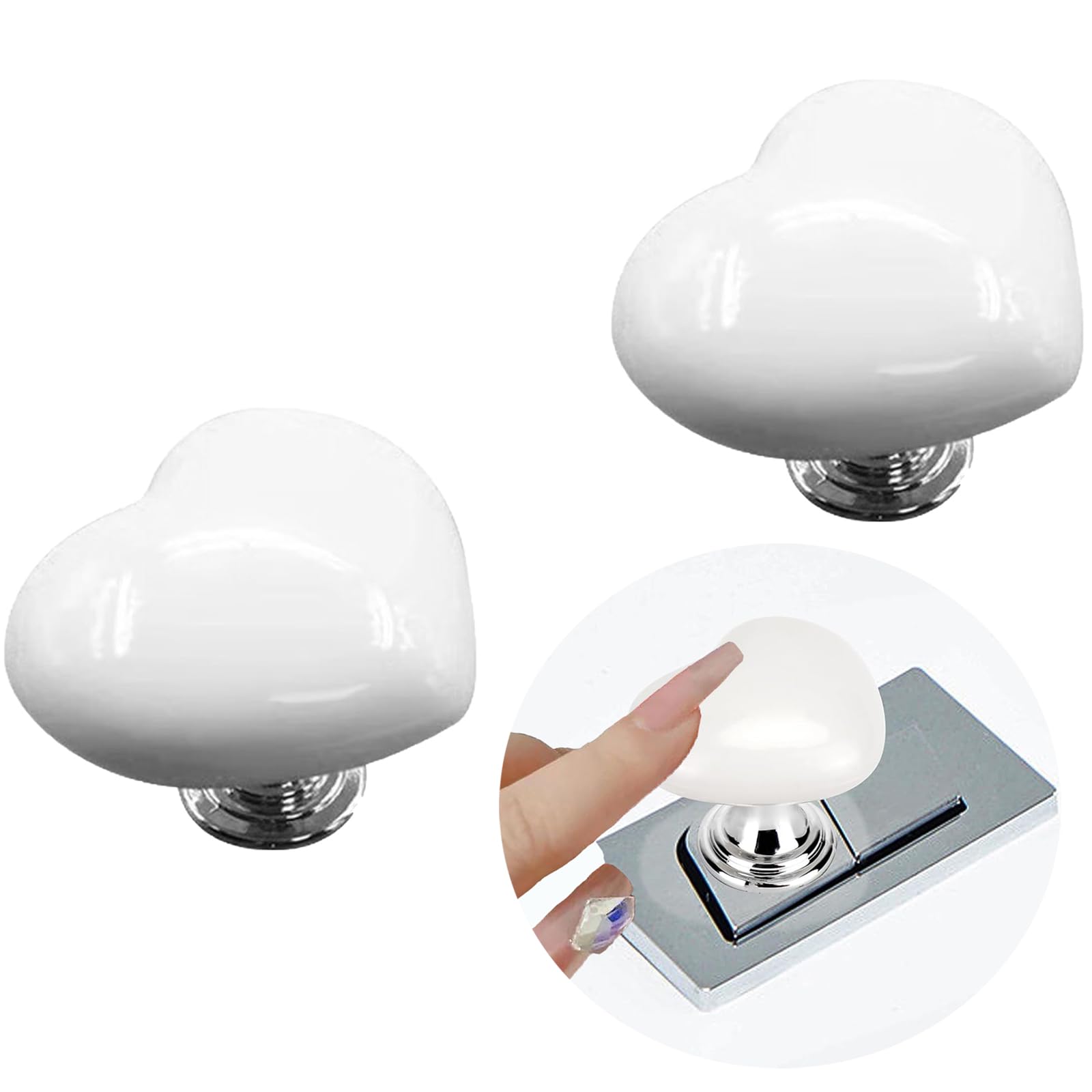CIXVOEMK Toilet Button Pusher, 2PCS-White (PP Material, 1.5in*1.37in*1.19in), Home Push Button Helper for Long Nails