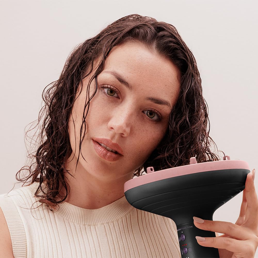 Cecotec Secador Difusor Pelo Rizado XXL DryWave Nébula Black. 1300W, Aceite de Argán y Queratina, Motor Brushless, PlasmaTech Antiencrespamiento, Modo Soft, 3 Velocidades y Temperaturas, 12 Púas