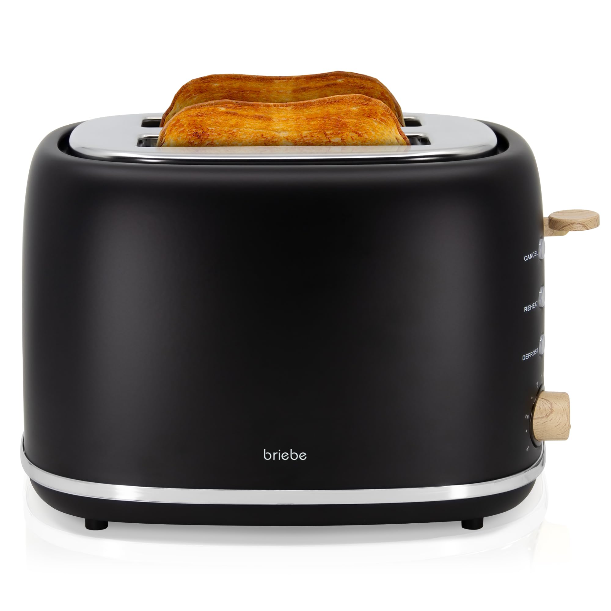 briebe Nordic Ensemble Grille Pain 2 Fentes Tranches Larges, 6 Niveaux de Dorage + Bouilloire Électrique 1,7 L sans Fil, 2200 W, sans BPA, Pack Petit Déjeuner Électroménager, Design Nordique, Noir
