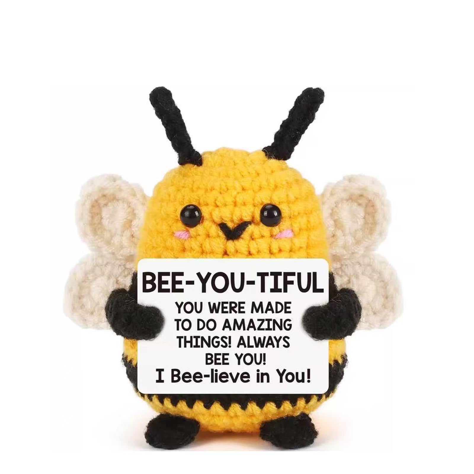 Tastetreasure Handmade Crochet Bee, Positive Bee Desk Decor, Teacher Appreciation Gift, Office Home Table Decoration for Women Colleagues, 1 Pack