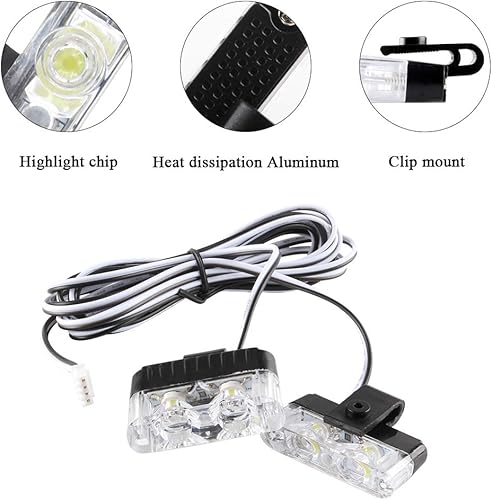 Miniatura 4 de Sidaqi Luces de Estrobo Blanco de 16LED para Parrilla, Luces de Destello de Policía para Tablero, Techo, Visera, Luces de Advertencia de Emergencia