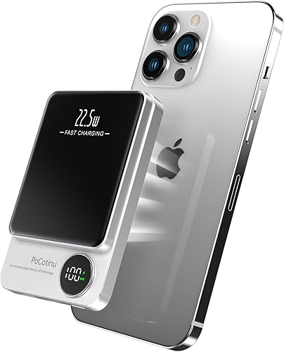 Banco de energía magnético de 10000 mAh, batería inalámbrica de 20 W de carga rápida compatible con Mag-Safe, cargador portátil de cuerpo de metal