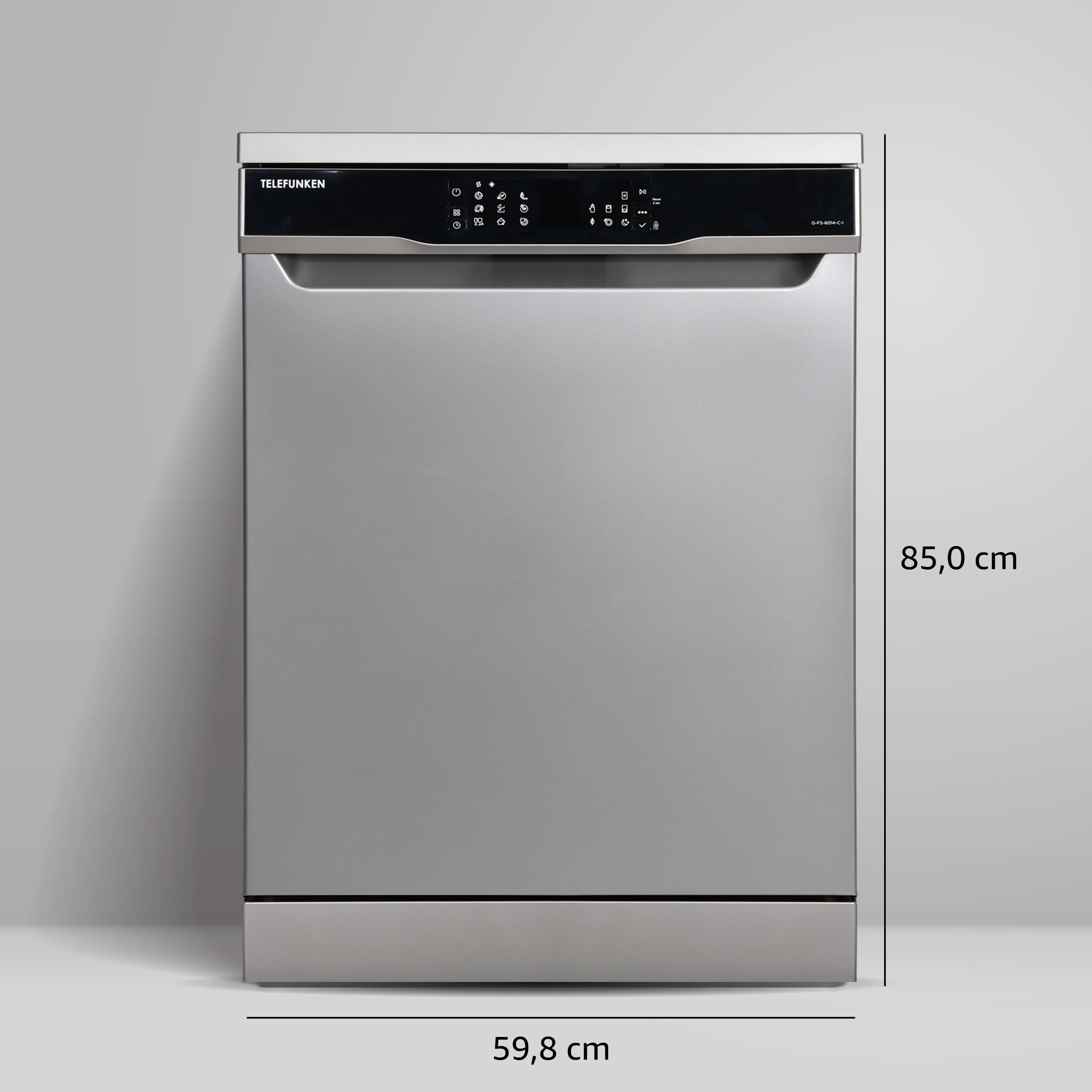 Telefunken G-FS-6014-C-I Geschirrspüler freistehend Spülmaschine 60 cm | 12 Maßgedecke, 9 Programme, AquaStop - Schutz vor Wasserschäden, Auto-Door, leise 44 dB, SpeedWash, inkl. Besteckkorb