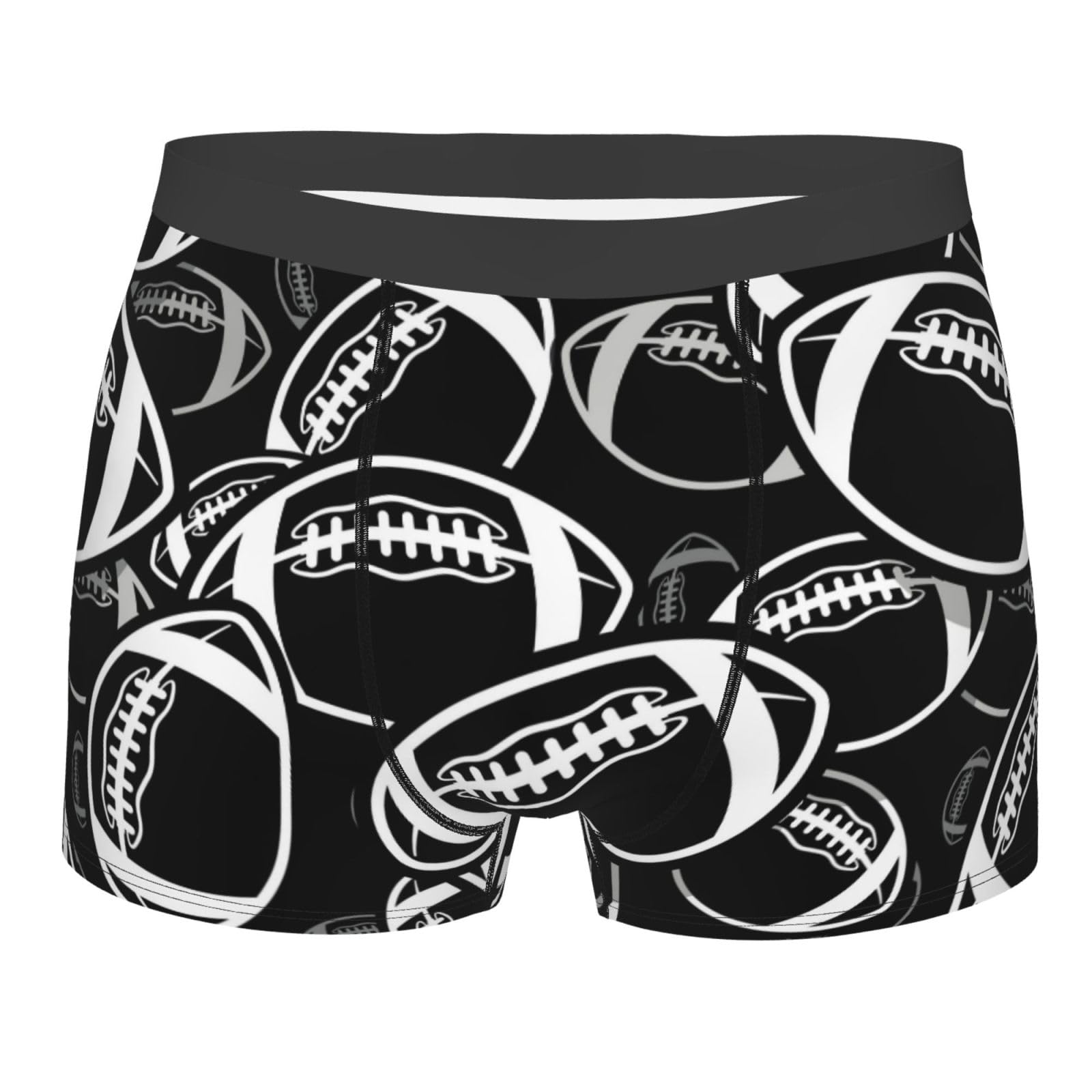 Oudrspo Men's Rugby Balls Pattern Boxer Briefs, Moisture Wicking & Breathable, Assorted Size