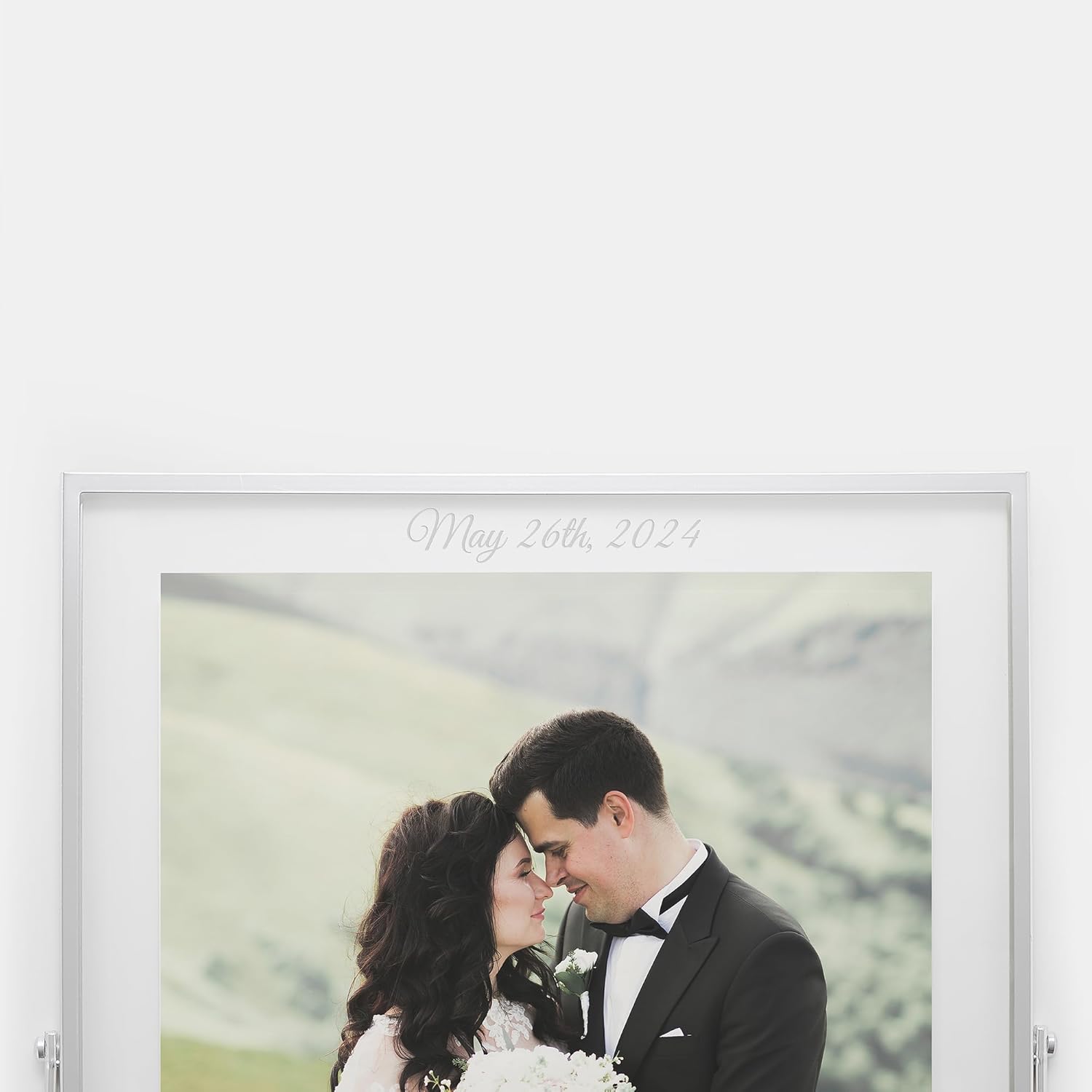 THINGS REMEMBERED Engraved Silver 8x10 Wedding Glass Photo Frame (Free Customization)