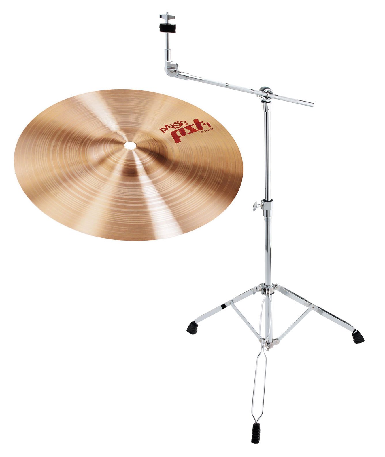 Paiste 10" China Becken, PST7 Serie inkl. Beckenständer (CuSn8 Bronze, hergestellt in der Schweiz, Beckenständer, höhenverstellbar von ca. 60 bis 120 cm)